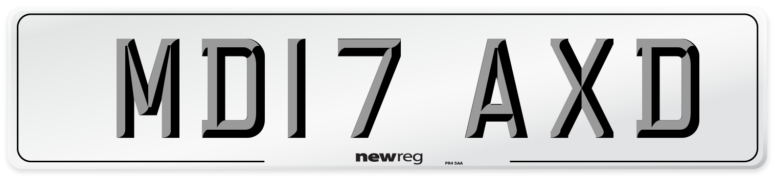 MD17 AXD Number Plate from New Reg